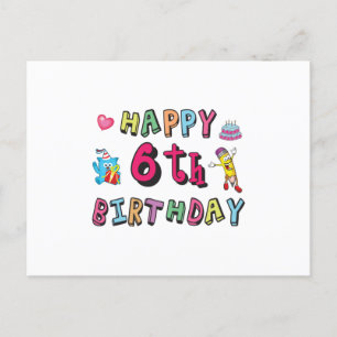 Cartão Postal Feliz aniversário de 6 anos Surpresa de aniversári