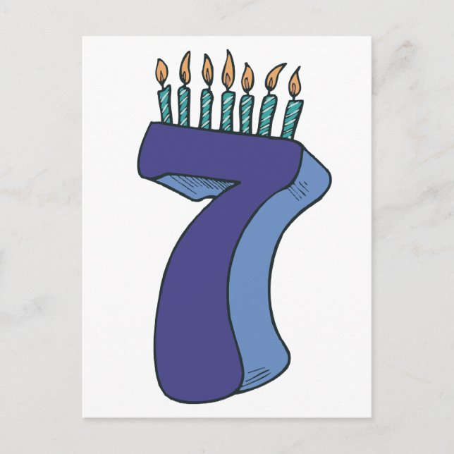Cartão Postal Feliz aniversário de 7! (Frente)
