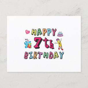 Cartão Postal Feliz aniversário de 7 anos, desejos para uma cria