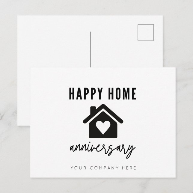 Cartão Postal Feliz Aniversário de Casa  (Frente/Verso)