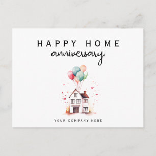 Cartão Postal Feliz Aniversário de Casa Aquarela Casa Imobiliári
