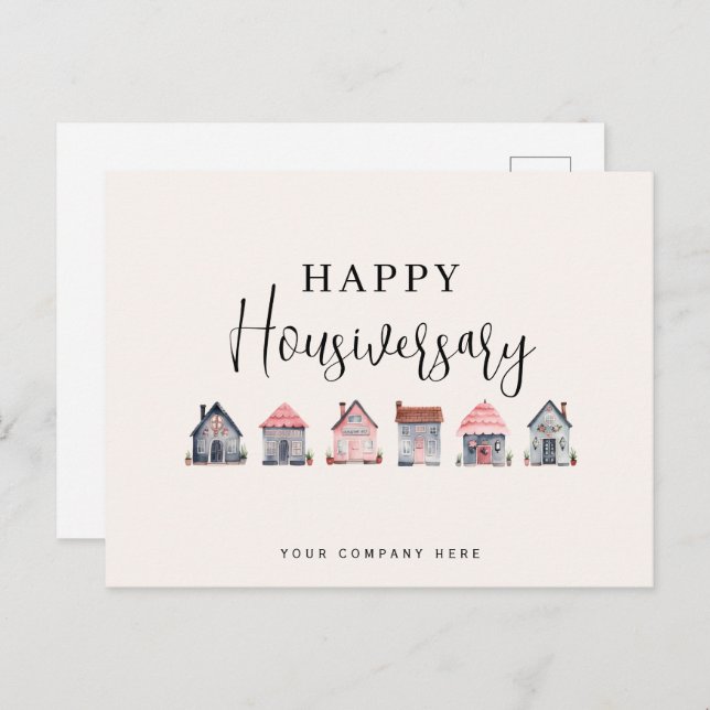 Cartão Postal Feliz Aniversário de Casa Imobiliária (Frente/Verso)