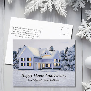 Cartão Postal Feliz Aniversário de Casa Inverno Casa Neve nas Ár