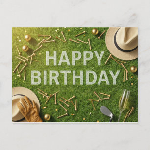 Cartão Postal Feliz Aniversário de Golfe no Verde