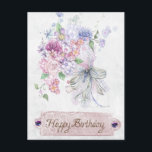 Cartão Postal Feliz Aniversário do Buquê Vintage Antique Floral<br><div class="desc">Cartão-postal de melhores desejos personalizável para suas especificações.</div>