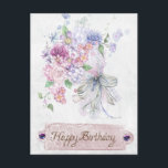Cartão Postal Feliz Aniversário do Buquê Vintage Antique Floral<br><div class="desc">Cartão-postal de melhores desejos personalizável para suas especificações.</div>