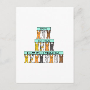 Cartão Postal Feliz Aniversário do Cats de Cartoon de Virgínia O