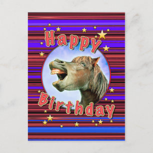 Cartão Postal Feliz Aniversário do cavalo risonho