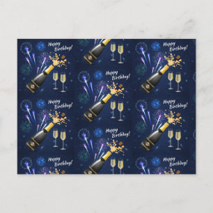Cartão Postal Feliz aniversário do Fireworks