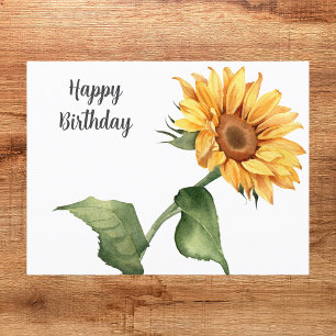 Cartão Postal Feliz Aniversário do Girassol Amarelo Floral