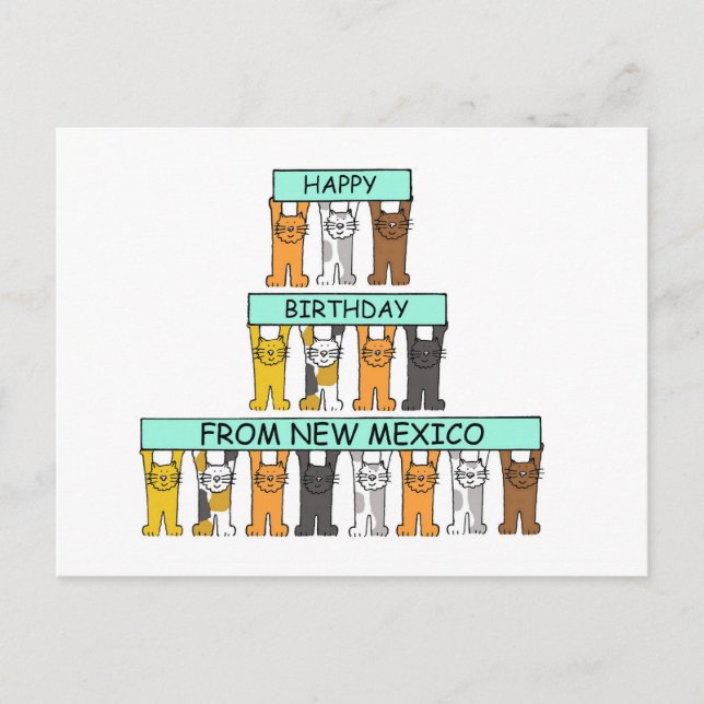 Cartão Postal Feliz Aniversário do Novo México (Frente)