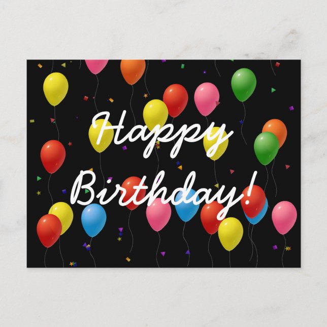 Cartão Postal Feliz aniversário dos balões (Frente)