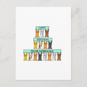 Cartão Postal Feliz aniversário dos Gatos de Cartoon de Nebraska