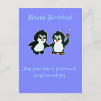 Cartão Postal Feliz aniversario dos pinguins