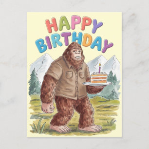 Cartão Postal Feliz Aniversário Engraçado BigFoot Sasquatch