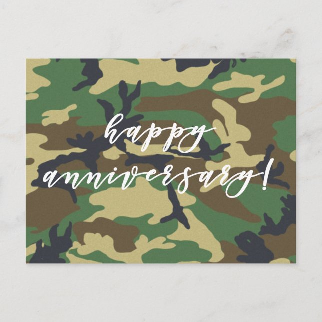 Cartão Postal Feliz Aniversário Estampa de Camuflagem Militar Fl (Frente)