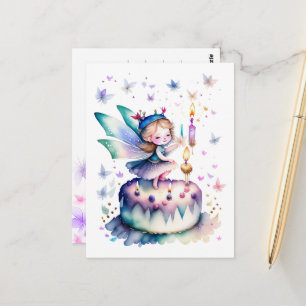 Cartão Postal Feliz aniversário Fada 01
