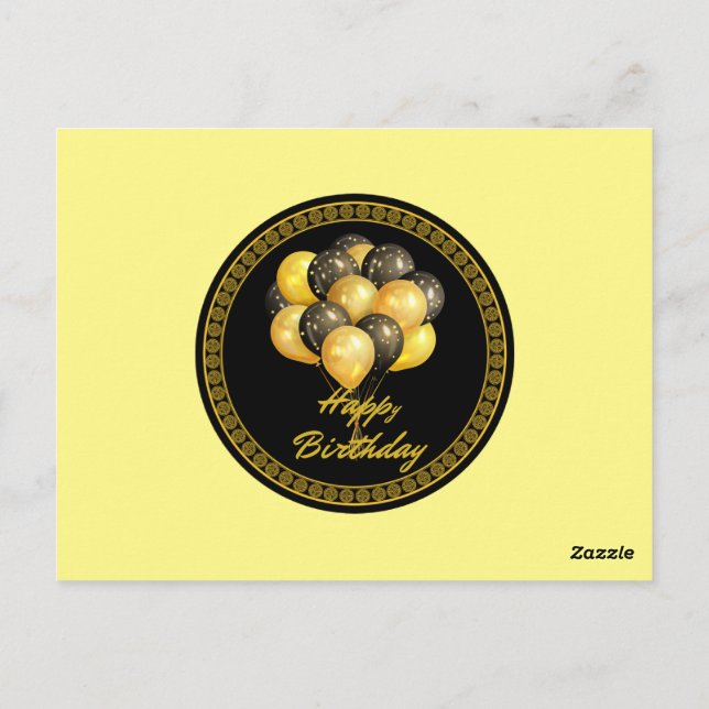 Cartão Postal Feliz Aniversário, festivo, (Verso)