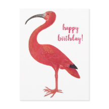 Feliz Aniversário Flamingo Antiga Arte Postal Fina