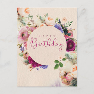 Cartão Postal Feliz aniversário fleurs