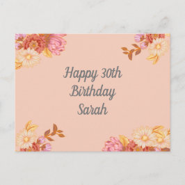 Cartão Postal Feliz Aniversário Floral Personalizado
