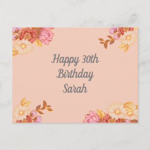 Cartão Postal Feliz Aniversário Floral Personalizado