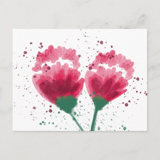Cartão Postal Feliz Aniversário Flores Aquarela Qualquer Ocasião (Frente)