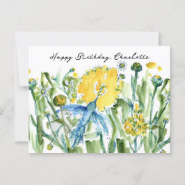 Cartão Postal Feliz Aniversário Flores Beija-flor Personalizadas