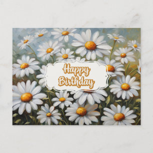 Cartão Postal Feliz Aniversário Flores de Margarida em Flor 