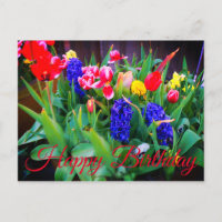 Feliz Aniversário Flores de primavera #3 Cartão-po