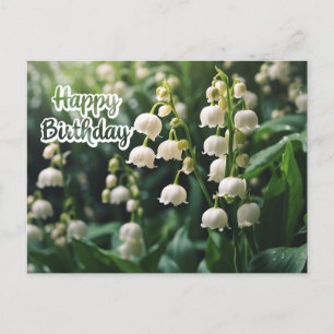 Cartão Postal Feliz Aniversário Flores Lírio do Vale