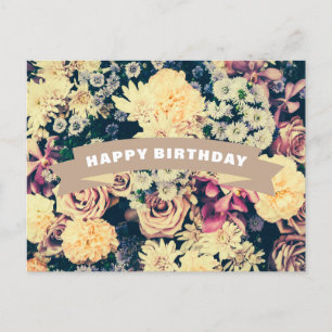 Cartão Postal Feliz Aniversário Flores Mistas