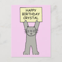 Feliz Aniversário Gato Desenho Crystal