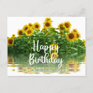 Cartão Postal Feliz Aniversário Girassóis Amarelos 