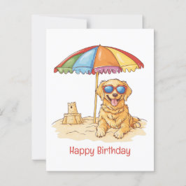 Cartão Postal Feliz Aniversário Golden Retriever Cachorro de Pra