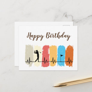 Cartão Postal Feliz Aniversário Golfista Golfe