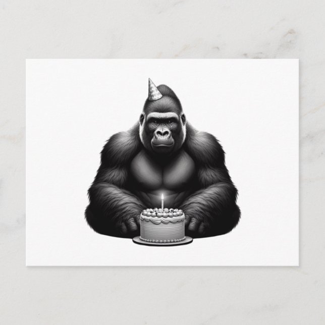 Cartão Postal Feliz Aniversário Gorila (Frente)