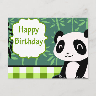 Cartão Postal Feliz aniversário, Green Bamboo Panda