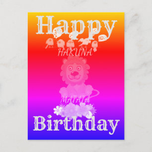 Cartão Postal Feliz Aniversário Hakuna Matata  bebê leão