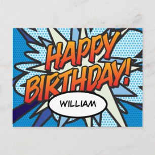 Cartão Postal FELIZ ANIVERSÁRIO História em Quadrinhos Pop Art