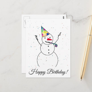 Cartão Postal Feliz Aniversário! Homem de Neve