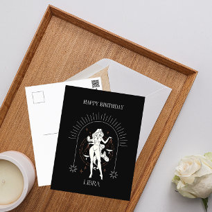 Cartão Postal Feliz Aniversário Horóscopo Zodiacal Mystic Libra