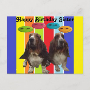 Cartão postal Feliz Aniversário Irmã Basset