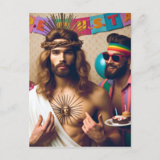 Cartão Postal Feliz Aniversário Jesus Colorido Divertido
