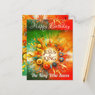 Cartão Postal feliz aniversário: "jesus é o rei Carteiro