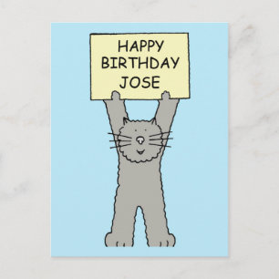 Cartão Postal Feliz Aniversário Jose Gato Desenho Animado