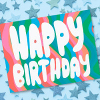 FELIZ ANIVERSÁRIO Letras Bolha Groovy PERSONALIZAD