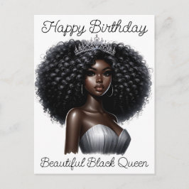 Cartão Postal Feliz aniversário linda rainha negra melanina sist