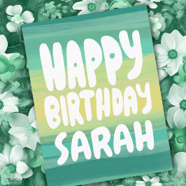 Cartão Postal FELIZ ANIVERSÁRIO Listras Coloridas Aquarela PERSO