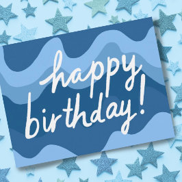 Cartão Postal FELIZ ANIVERSÁRIO Listras Onduladas Coloridas Dive